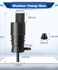 Dimensions of Windshield Washer Motor Pump Replacement for Audi A4 A5 A6 TT, BMW 3 Series, Mercedes C E S Class, VW, Porsche