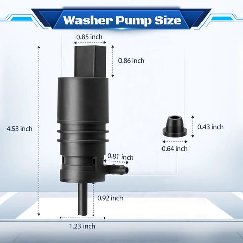 Dimensions of Windshield Washer Motor Pump Replacement for Audi A4 A5 A6 TT, BMW 3 Series, Mercedes C E S Class, VW, Porsche