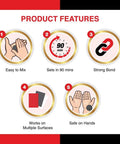 Regular Epoxy Compound 1 x 25g Waterproof Bonding For Metal Glass Concrete Ceramic High Strength Flexible Quick Curing Clear Sealant For DIYers And Pros features