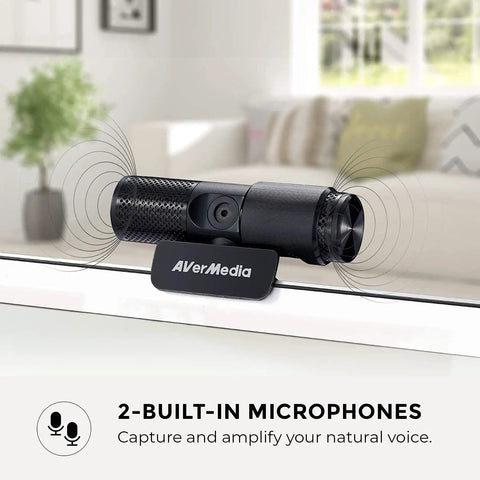 Top Tier 1080P Usb Webcam With Slick Privacy Shutter Dual Onboard Mics For Live Streaming Video Calls Gaming And Remote Hustle Quick Plug And Play Ready Setup, close-up of dual microphones.
