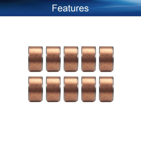 Heavy Hitter Sleeve Bearings, 15mm Bore 17mm OD 10mm Length, Tough Build Oilless Bronze Bushings arranged in a grid.