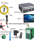 Heavy Duty Waterproof Borescope Inspection Camera With 30 Meter Line And 22 Millimeter Probe For Drain And Sewer Checks, showing accessories including screen and cables.
