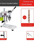 Top Shelf Mini Table Drill Knockout Tool For Diy Homes High Precision Dc Variable Speed Electric Drilling Rig showing B10 chuck, clamping range 0.8-6.5mm.