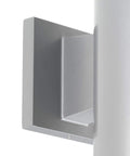 Close-up of the mounting bracket on a 6 Inch Cylinder Outdoor Wall Sconce Two Light Up And Down Slick Modern Exterior And Interior Lighting Aluminum Construction Metallic Gray For Porch Patio Deck Weather Resistant.