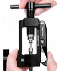 Close-up of Hydraulic Brake Hose Fitting Kit With Insert Needle Driver Olive And Banjo Head Press Tool in use for clean cuts