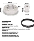 Beefy Aluminum Alloy Synchronous Gear And Belt Kit For Electric Skateboards With A 3 To 1 Gear Ratio, size details visible