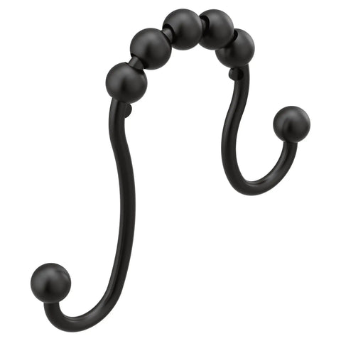 Matte Black Shower Curtain Rings Set Of 12 For Easy Install, Durable No-Fuss Replacement Part Fits Most Showers, Standard Size