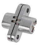 Hidden Zinc Alloy Cross Hinge Set For Seamless 180 Degree Door Swing stainless steel close-up view