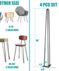 36 Inch Hairpin Table Legs Set Of 4 Built Tough For DIY Furniture Projects Heavy Duty 3 Rods Satin Black For Dining Desk