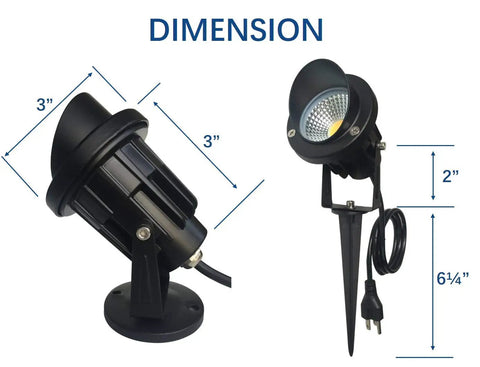 Outdoor Spotlight Flag Light 120V 10W Waterproof Landscape Lighting dimensions with plug and stake, durable metal body