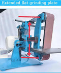 Built Like A Tank 750W Bench Grinder Belt Sander with extended flat grinding plate for precise stock removal.