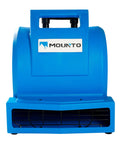 Front view of blue Three Speed 1HP Air Mover With 4000 CFM For Fast Floor And Carpet Drying Heavy Duty Rotomold Housing Handy Wheel Kit