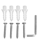 Beefy 90 Degree Glass Door Hinges For Frameless Showers install kit with screws, anchors, and hex key