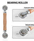 Double End Box Scoring Tool With Dual Rollers For Cardboard And Metal Sheets, close-up of concave and raised wheels
