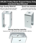 8 Pack Beefy Heavy Duty Steel Trolley Track Hanger Brackets For 1-5/8 Inch Strut Channel Universal Mounts For Garage Hoist Systems