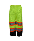 Hi Vis Rain Suit With Reflective X Pattern Jacket And Pants Lime Green With Black Bottom ANSI Class 3 Waterproof