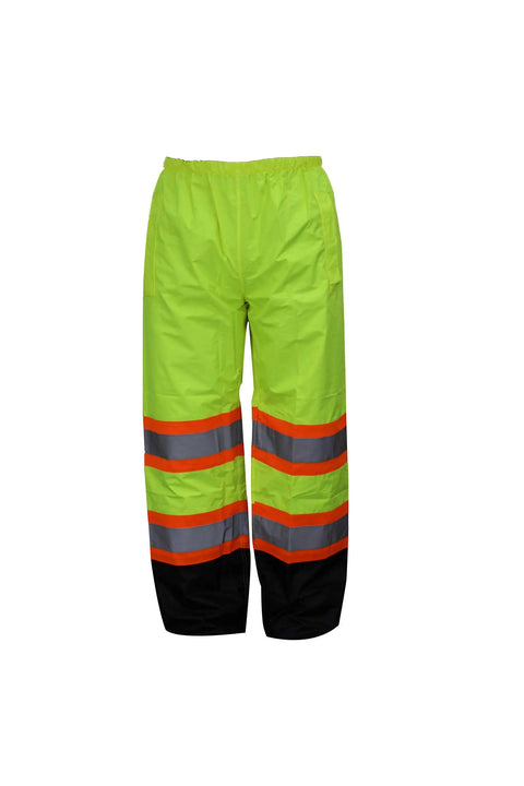 Hi Vis Rain Suit With Reflective X Pattern Jacket And Pants Lime Green With Black Bottom ANSI Class 3 Waterproof