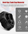 Vent Gas Cap For Boat Fuel Tank Replacement Marine Manual Fuel Tank Cap 62150110 shown with features and durable plastic material.