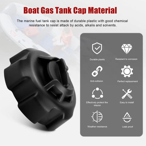 Vent Gas Cap For Boat Fuel Tank Replacement Marine Manual Fuel Tank Cap 62150110 shown with features and durable plastic material.