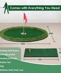 Floating Pool Golf Green Chipping and Putting Mat with 35x24 in foldable green and 20x8 in mat for poolside practice.