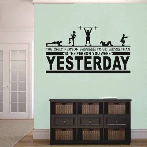 Motivational Gym Wall Decal For Home Gym Crossfit Quote Vinyl Sticker 18 By 32 Inches Black Waterproof Non Toxic Removable Decor