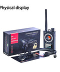 All In One Spy Detector Kit With 10 Level Sensitivity And 5 Detection Modes For Hidden Cameras, Listening Devices, GPS And RF Signals, Electronic Sweeper With 48 Hour Battery Life For Home, Office, Hotels Or Cars Privacy Checks, black handheld device with antenna and box