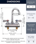 Dimensions of Heavy Duty Commercial Gooseneck Faucet Deck Mount Two Handle Solid Brass Build Chrome Finish Rust Resistant Kitchen Bath Sink Fixture.