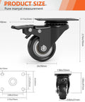 Product dimensions of 2 Inch Black Mixed Locking And Fixed Casters Set Of 4 With Screws For Garage Workshop Utility Carts
