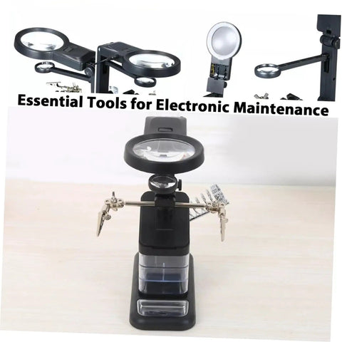 Rechargeable LED Work Light With Magnifier And Stand And Secure Clamp for Mechanics Soldering and Electronics Repair