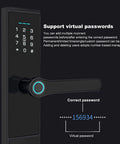 Rugged Keyless Entry Smart Door Lock With Fingerprint IC Card Password And App Control For Home Security, black keypad with virtual password support.