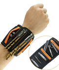 Magnetic Wristband For Holding Screws Nails Drill Bits Bolts And Small Tools Breathable Mesh Arm Band With Strong Magnets Ideal For Construction DIY Mechanics Roofers And Handy Men And Women on wrist with drill bits