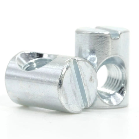 Premium Replacement Screws And Cross Dowel Barrel Nuts Hella Compatible With Ikea Bed Frames And Cribs Fits Like A Glove For Sundvik Mydal And Bunk Beds Zero Fuss Assembly Pack Of 4 Solid Parts, close-up of barrel nuts in zinc plated steel.
