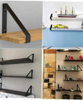 Hefty Corner Brace Shelf Brackets 2 Pack Beefy Triangle Wall Mounts For Floating Shelves supporting various shelving styles.