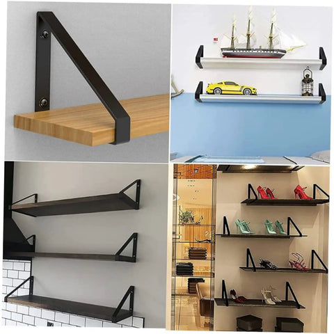 Hefty Corner Brace Shelf Brackets 2 Pack Beefy Triangle Wall Mounts For Floating Shelves supporting various shelving styles.