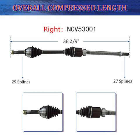 Nissan Rogue AWD Front Passenger Side CV Axle Shaft Assembly For 2008 2009 2010 2011 2012 2013 2014 2015 Rogue Select 2.5L