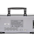 Back view of 2 In 1 Oscilloscope And Arbitrary Waveform Generator with handles, warning label, and power input, gray color