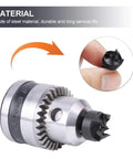 Front view of iayokocc wood lathe spur cup center with serrated gear and black thimble drill bit tip for woodworking