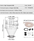 High Capacity Cyclone Dust Separator For 4 Inch Hoses With Clear Abs Housing, 11.26in tall, used with vacuum cleaners and woodworking shops.