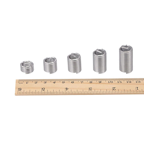 Heavy Duty Wire Thread Inserts 1/2-13 UNC Helical Coiled Type For Thread Repair 304 Stainless Steel, various sizes with ruler scale