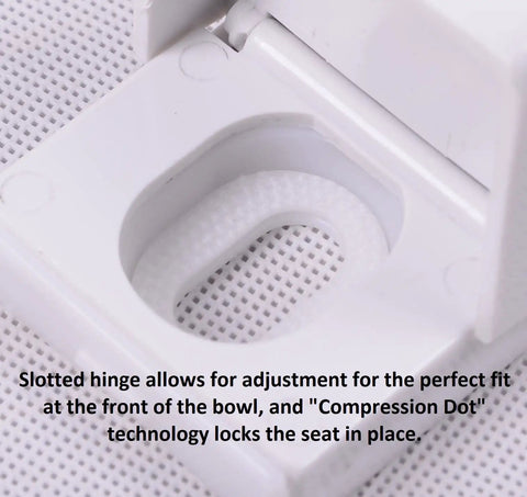 Close-up of release hinge featuring on Deluxe Slow-Close Elongated Toilet Seat With Vari-Adjust Lok-Down Hinge And Quik-Lok Hardware