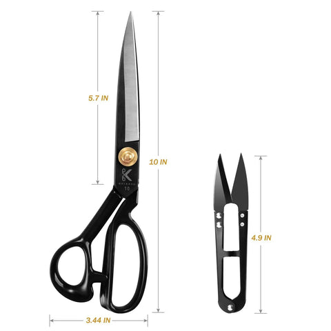 Heavy Duty Fabric Scissors 10 Inch Multi Purpose Sewing Shears for Fabric Leather Denim Canvas Cardboard and More with Sharp Stainless Steel Blades and Ergonomic Grips for Tailors and DIY Makers, 10 in
