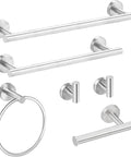Matte Black 9 Piece Bathroom Hardware Set With Wall Mount Kit Includes 23In And 17In Towel Bars Toilet Paper Holder Towel Ring Five Hooks SUS304 Stainless Steel Heavy Duty Rust Resistant Built To Last Tough As Nails displayed on wall