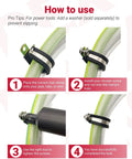 Instructions on using 125 Piece Stainless Steel Cable Clamps Assortment Kit With Rubber Cushioned P Clips highlighting steps 1 to 4.