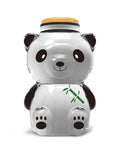 Airtight Glass Coffee Bean Jar With Fun Panda Lid Keeps Whole Beans And Grounds Locked In Heat Resistant Transparent Tea Sugar Canister Top Shelf Fresh Storage For Coffee Crew, panda design, clear glass, playful look.