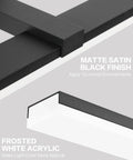 Close-up of matte black metal and frosted acrylic parts of Sleek 18 Inch Black LED Vanity Light For Your Bathroom Over Mirror Dimmable Modern Fixture Matte Black Metal With Acrylic Diffuser Perfect For Powder Room And Easy Install