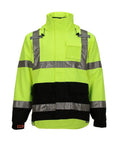 Icon 3.1 Hi Vis Jacket With Phase 1 Black Fleece Liner, Attached Hood, Large, Fluorescent Yellow Green, 2 Inch Reflective Tape