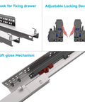 22 Inch Undermount Soft Close Drawer Slides Full Extension, 6 Pairs for 6 Drawers, 5/8 Inch Panel Compatible, Heavy Duty Cold Rolled Steel Construction, Smooth Quiet Operation; soft-close locking mechanism