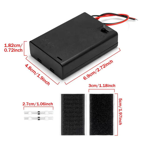 Top Shelf 2 Pack 4.5V Three Aa Battery Cases With Durable Flip Covers And No Hassle On Off Switch Featuring Pre Tinned Solder Seal Wire Leads For Quick Plug And Play Vibes In Your Next Diy Electronics Build with dimensions.