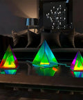 Pyramid Modern Table Lamp Led Desk Light With Colorful Transparent Glow 3D Acrylic Home Decor Large Warm Night Light on table
