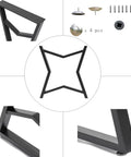 Black Metal Table Legs 28 Inch High By 20 Inch Wide Set Of 2 With Star Design, pre-drilled mounting plate and parts included view